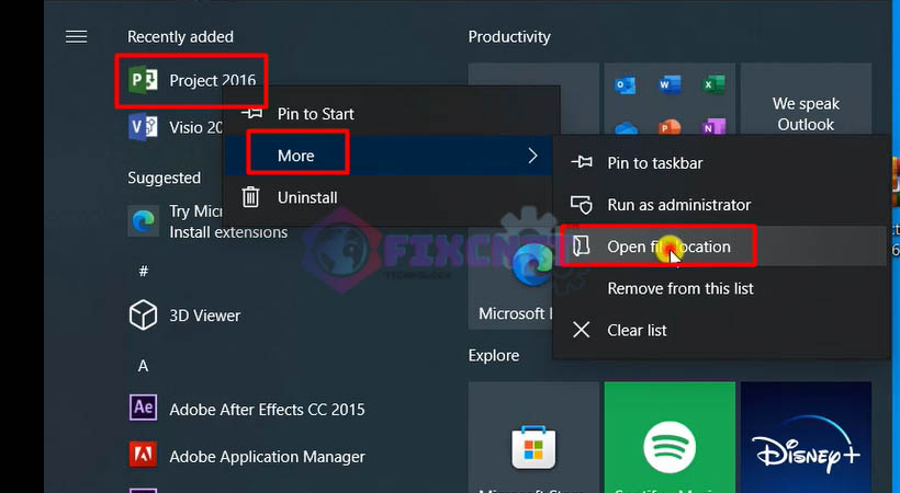 Mở vị trí file ra