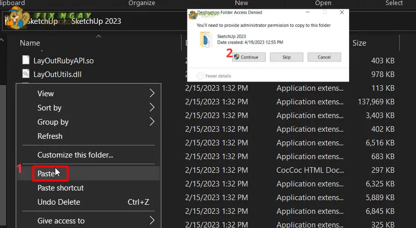 Paste vào file mới mở