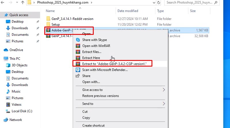 Adobe Photoshop 2025: Cài Đặt Dễ Và Nhanh 14 Giải nén thư mục Adobe-GenP-3.4.2-CGP