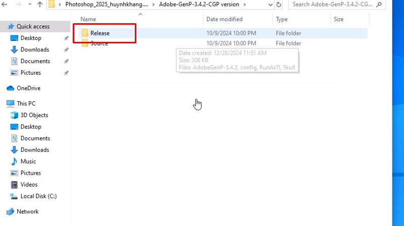 Adobe Photoshop 2025: Cài Đặt Dễ Và Nhanh 16 Vào thư mục Release