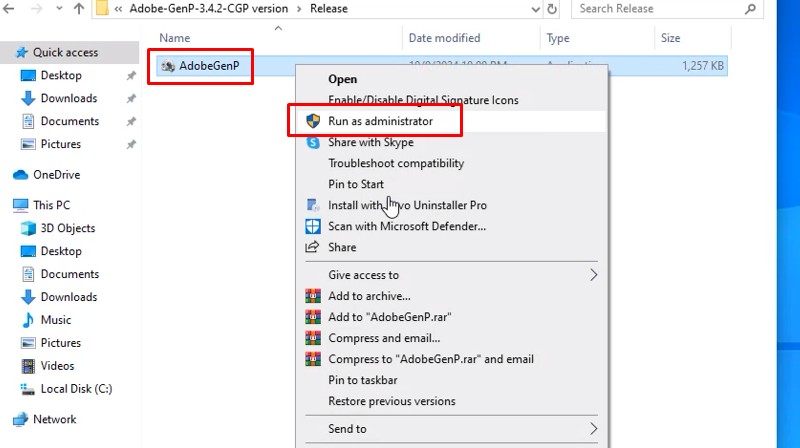 Adobe Photoshop 2025: Cài Đặt Dễ Và Nhanh 17 Chạy file AdobeGenP bằng quyền admin