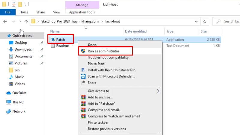 Sketchup 2024: Hướng Dẫn Cài Đặt Chi Tiết, Nhanh Chóng Nhất 15 Chạy file Patch bằng quyền Admin