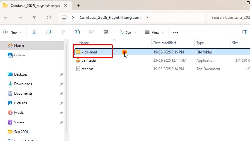 Camtasia 2025: Cài đặt rất dễ và nhanh 14 Vào thư mục kich-hoat