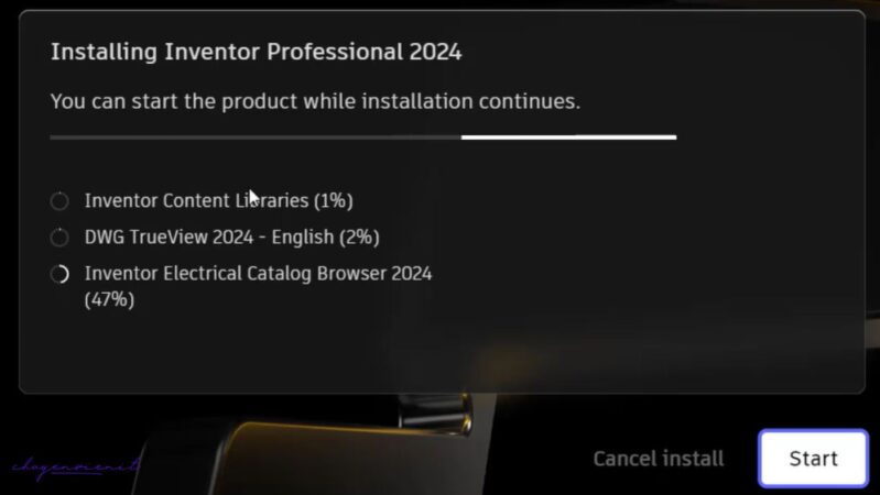 Đợi cài đặt Inventor 2024