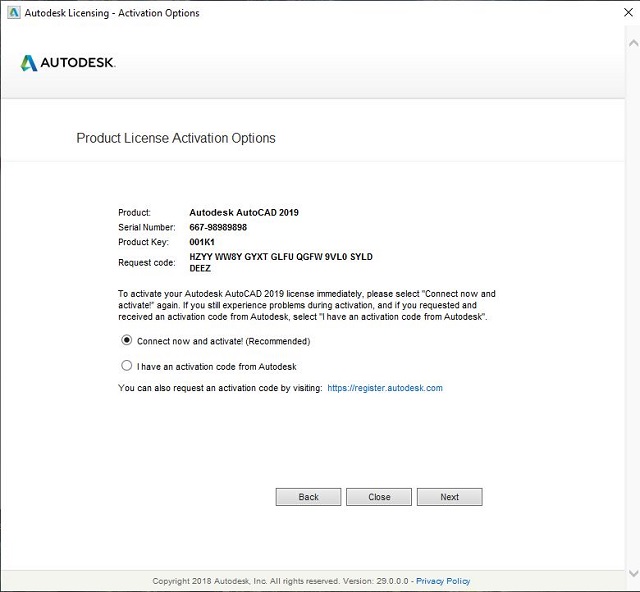 Nhấn vào mục “I have an activation code from Autodesk” và chọn “Next” Nhấn vào mục “I have an activation code from Autodesk” và chọn “Next”