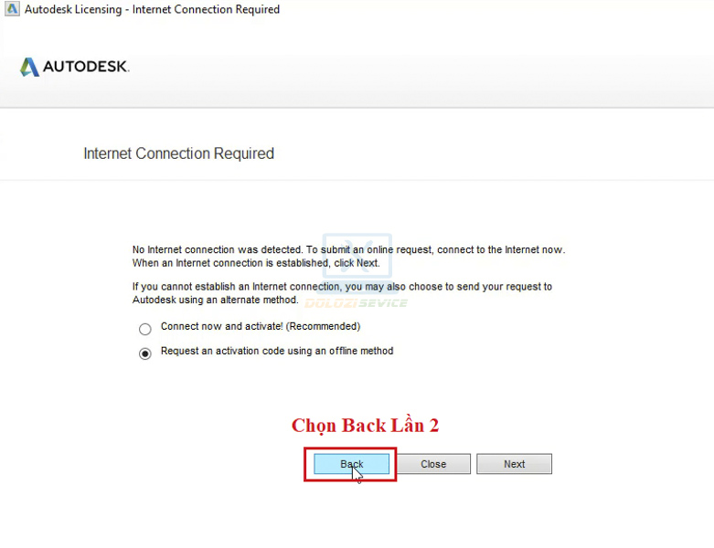Tiếp tục chọn Back