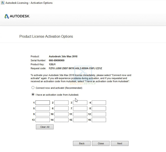 Ta chọn I have an activation code from Autodesk