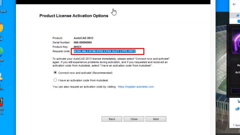 Copy Request Code như hình