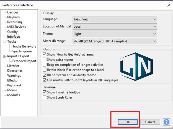 Chọn OK để hoàn tất cài đặt ngôn ngữ Chọn OK để hoàn tất cài đặt ngôn ngữ