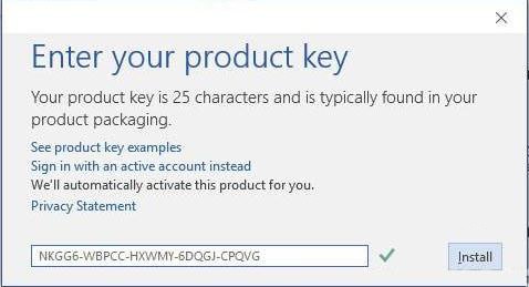 Nhập key vào xác nhận Nhập key vào xác nhận