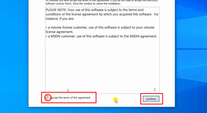 Bấm chọn vào ô “I accept the terms of this agreement”. Bấm chọn vào ô “I accept the terms of this agreement”.