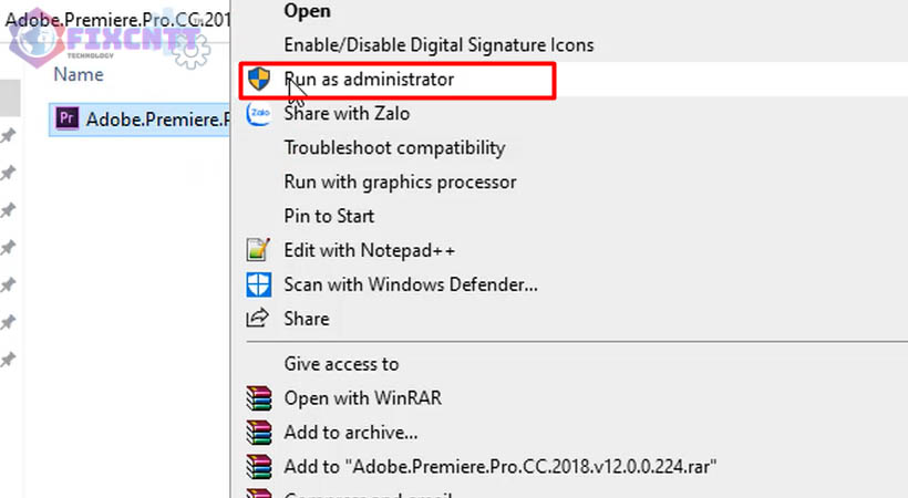 Chạy file setup bằng quyền Admin