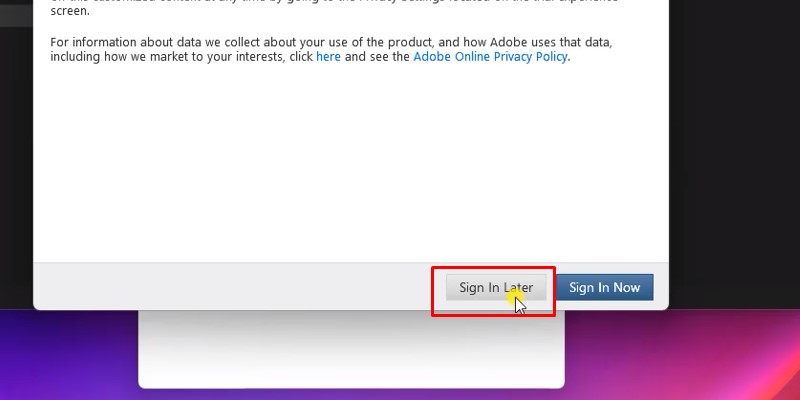 After Effects 2018: Hướng Dẫn Cài Đặt, Tính Năng & Thủ Thuật 12 Bấm Sign In Later