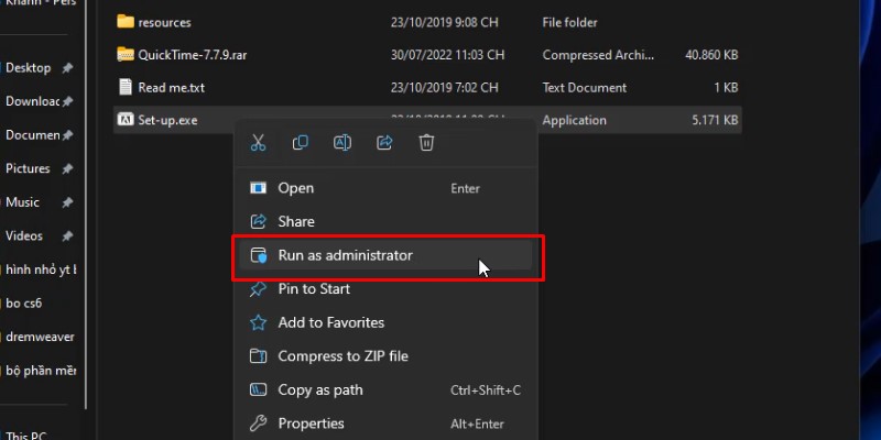 After Effects 2020 Tải Và Cài Đặt Chi Tiết 11 Chuột phải vào set up và chọn run as admin