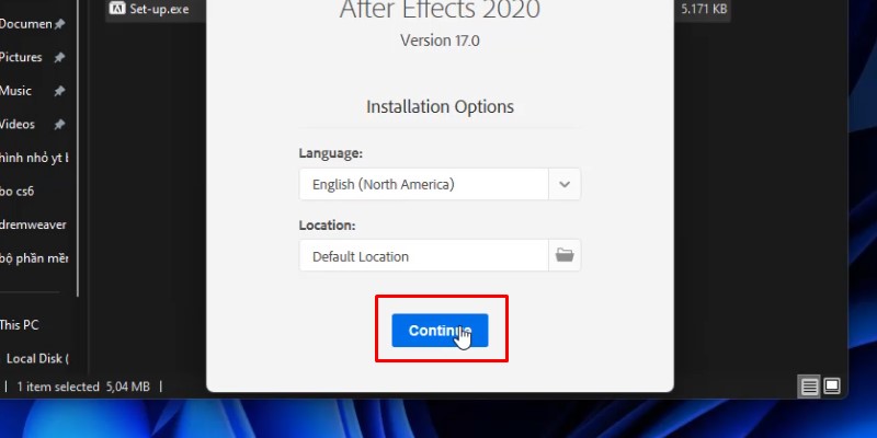 After Effects 2020 Tải Và Cài Đặt Chi Tiết 12 Bấm vào continue