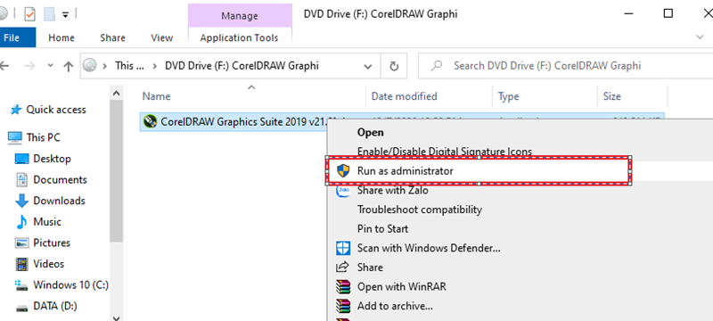 Giải nén file và chạy bằng Run as administrator để bắt đầu cài đặt Giải nén file và chạy bằng Run as administrator để bắt đầu cài đặt