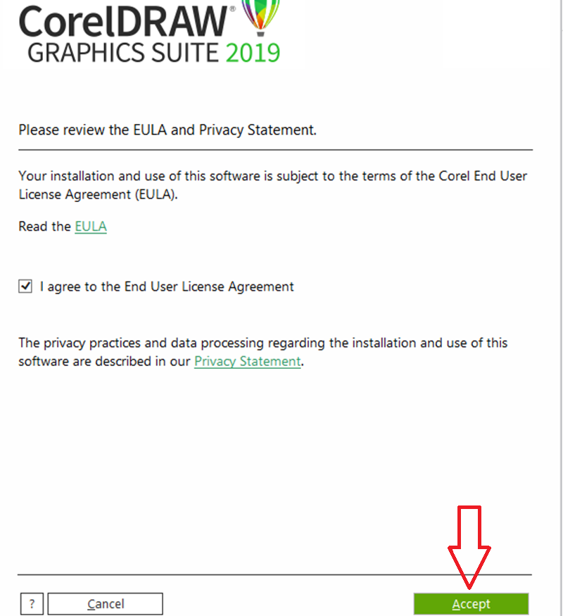 Tích chọn đồng ý điều khoản và nhấn Accept để tiếp tục cài đặt Tích chọn đồng ý điều khoản và nhấn Accept để tiếp tục cài đặt