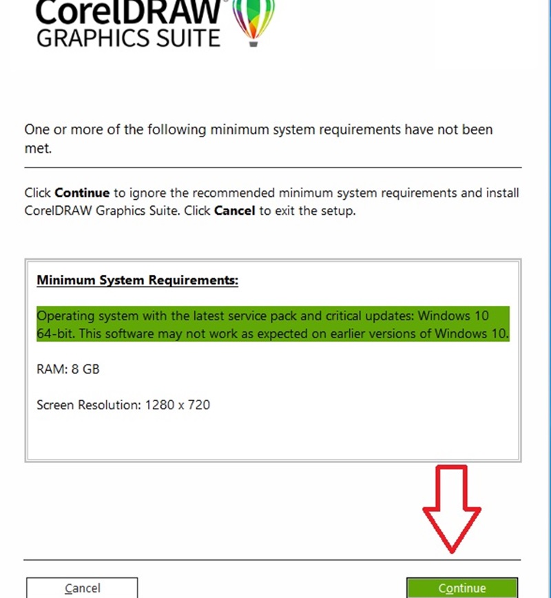 Nhấn “Continue” để tiếp tục quá trình cài đặt phần mềm Nhấn “Continue” để tiếp tục quá trình cài đặt phần mềm
