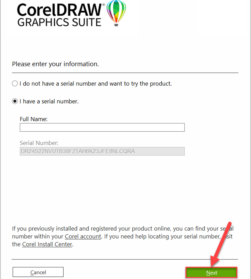 Điền tên vào “Full Name” rồi bấm “Next” để tiếp tục cài đặt Điền tên vào “Full Name” rồi bấm “Next” để tiếp tục cài đặt