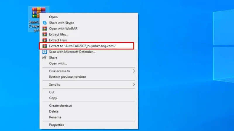 Giải nén phần mềm Autocad 2007