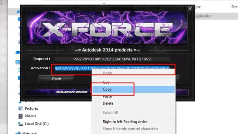 Copy Ô Activation như hình