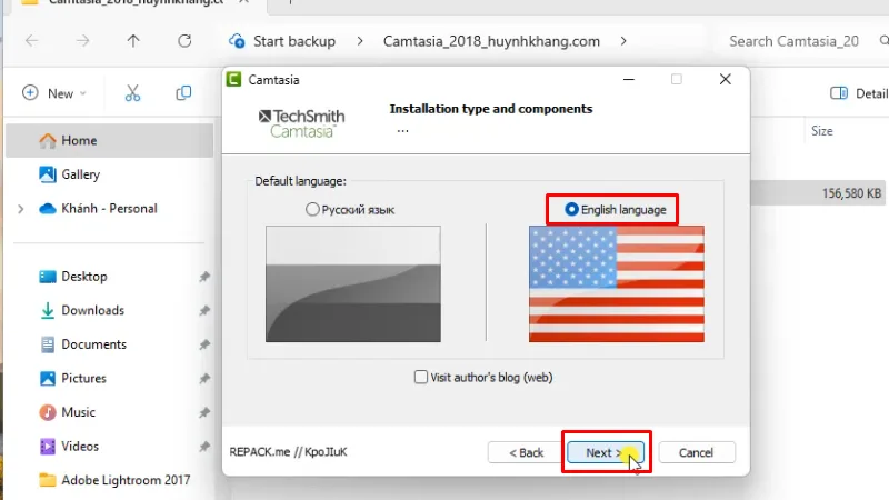 Tích chọn như hình và bấm Next