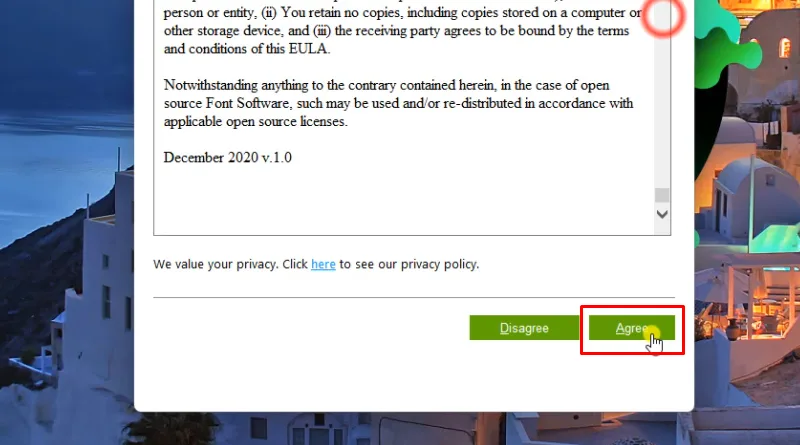 Bấm vào Agreer hoàn thành cài đặt