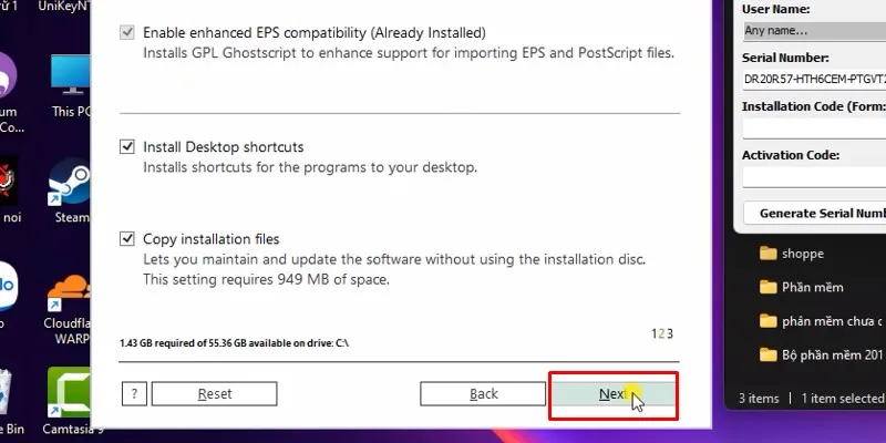 Cài Đặt CorelDRAW 2018 - Hướng Dẫn Đầy Đủ 20 bấm next
