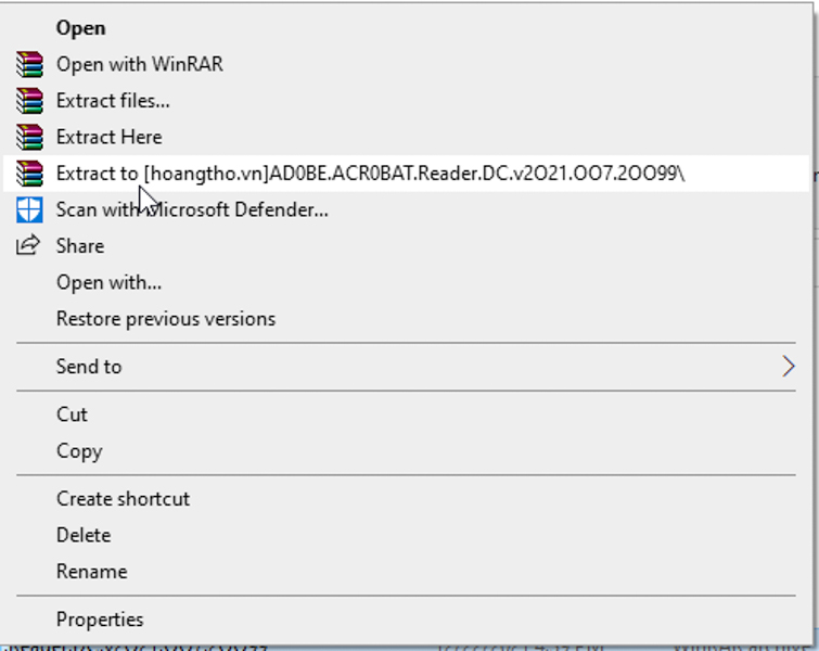 Giải nén file Adobe Acrobat Reader DC 2021